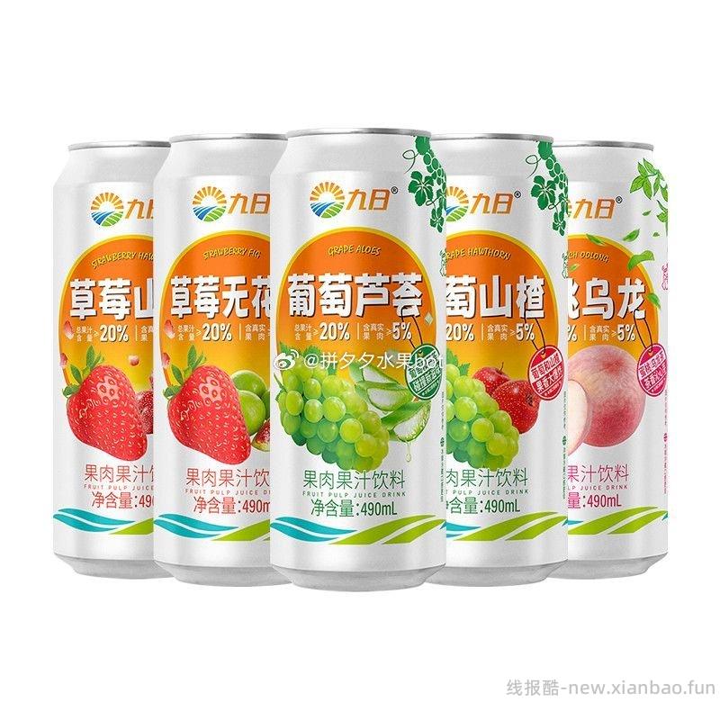 九日果肉果汁饮料490ml*5瓶 19.9元 - 线报酷