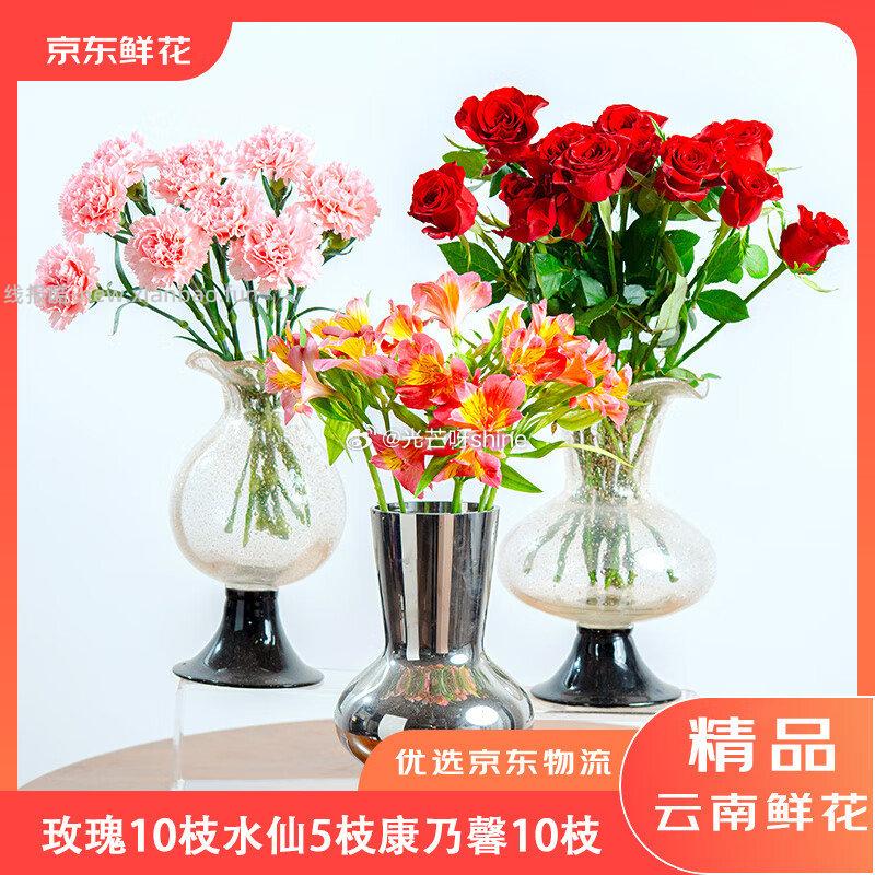 京东鲜花 玫瑰10枝+康乃馨10枝+水仙5枝 25.9元 - 线报酷