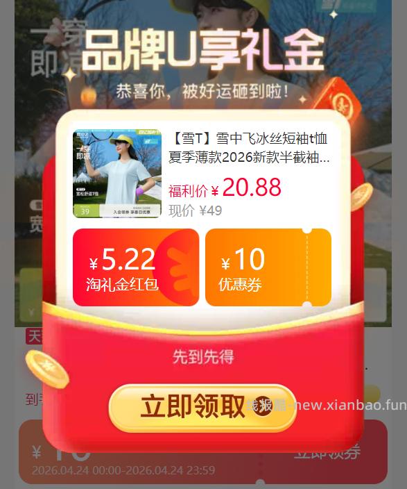 tb 16 雪中飞 冰丝T恤 1 领200-25消费卷 下拉99-10服饰加补卷 - 线报酷