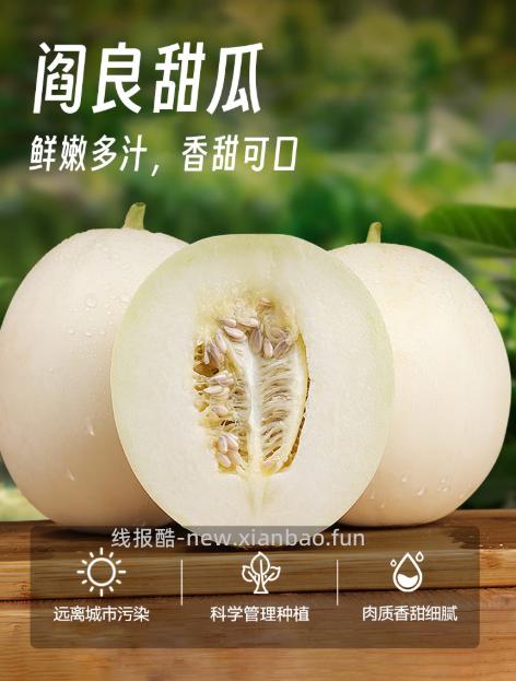 京鲜生陕西阎良甜瓜净重4.5斤 14.3元 - 线报酷