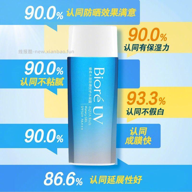 花王碧柔水凝露防晒霜90ml SPF50+PA+++ 33元 - 线报酷