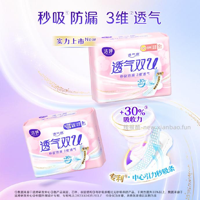 洁婷透气超薄日用卫生巾245mm*52片 15.50元 - 线报酷