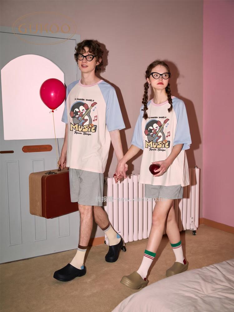 果壳mikko联名短袖短裤套装 54.50元，果壳小企鹅纯棉套头短袖短裤套装 64.50元 - 线报酷