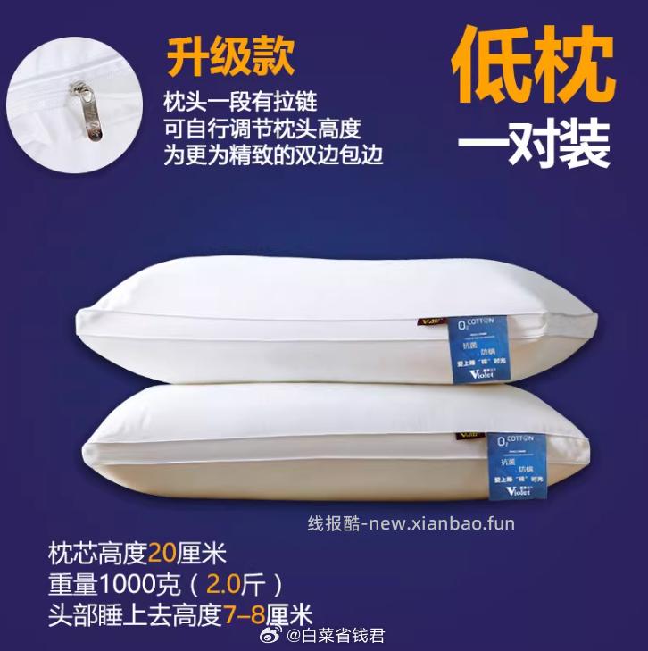 紫罗兰羽丝绒枕芯一对装 50.66元 - 线报酷