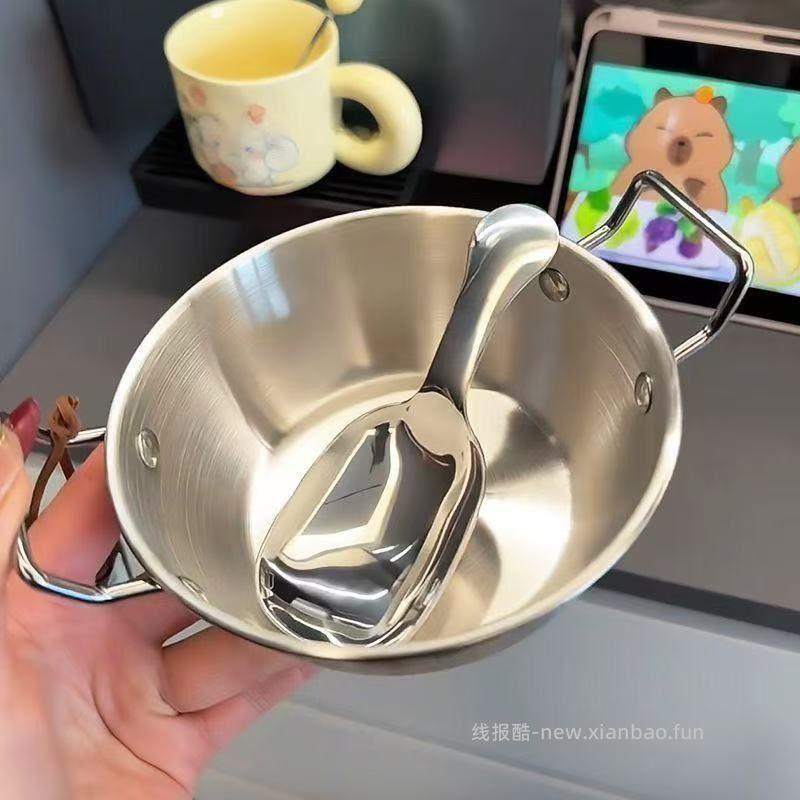 不锈钢双耳沙拉盘+大头勺 6.9元 - 线报酷